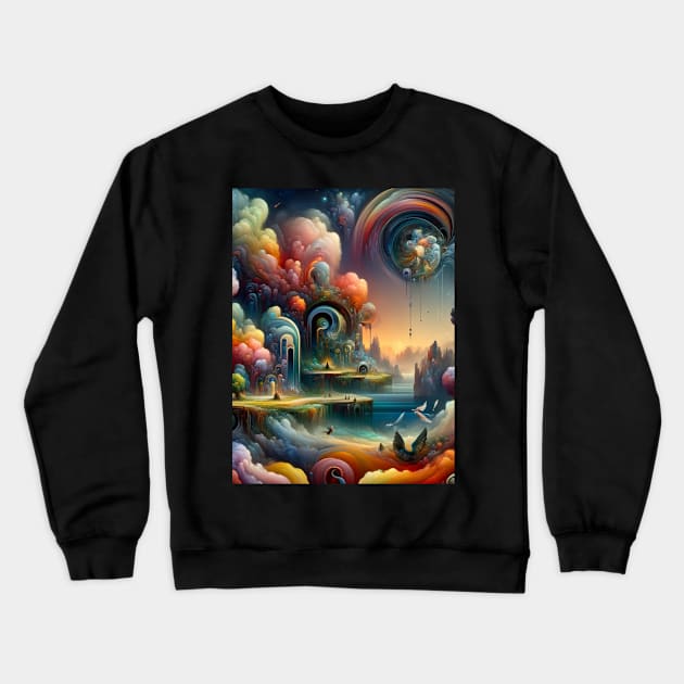 Whispers of the Ether: A Surrealist Odyssey Crewneck Sweatshirt by ryspayevkaisar